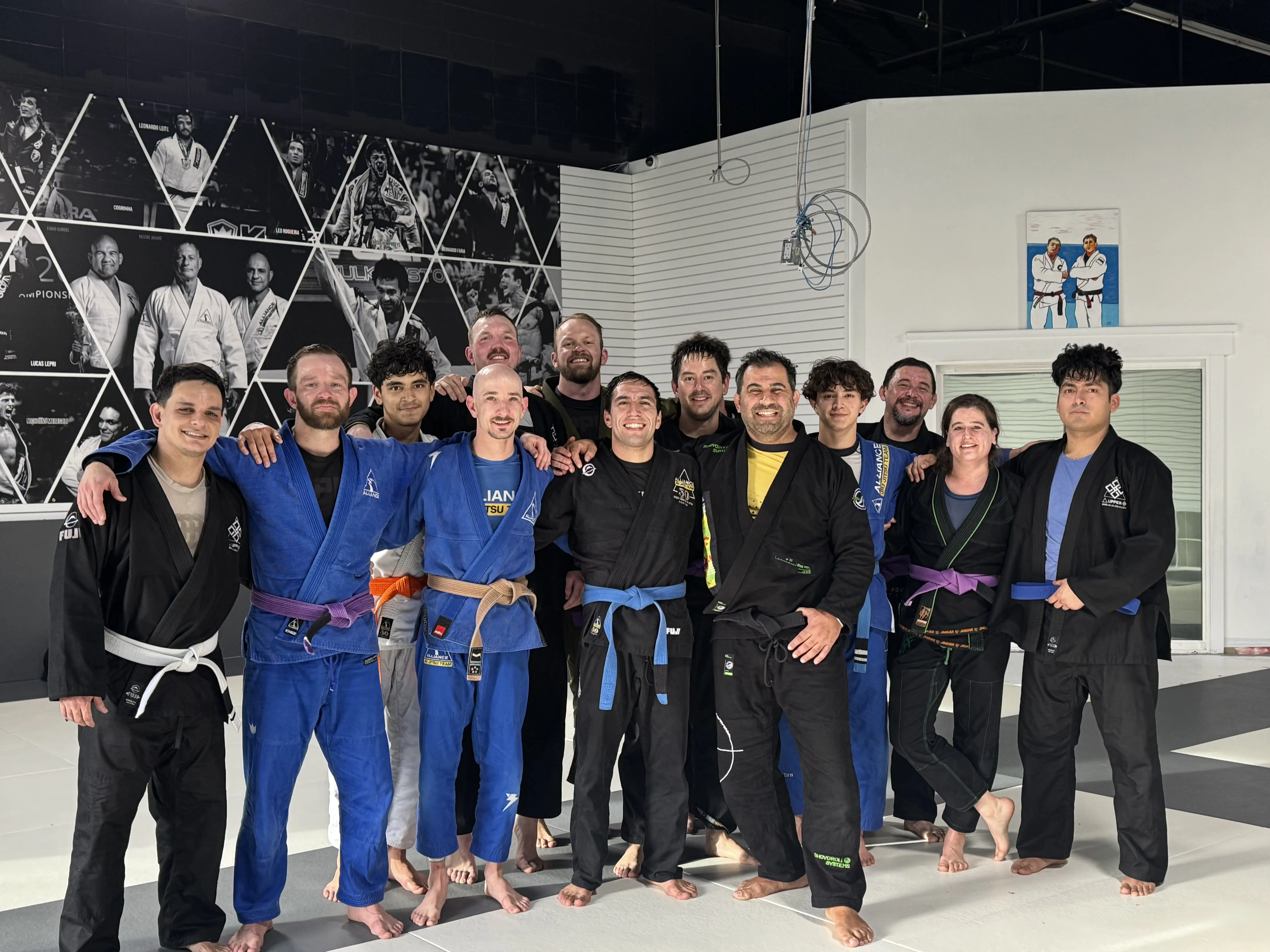 Adult Brazilian Jiu-Jitsu class training together